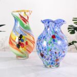 KAMMAK Colored Glass Vase, Beautiful Hand Blown Decorative Vase, Modern Art Vase for Flower Mantle Dining Table Centerpiece, Entryway Living Room Wedding Decoration, 8HPFH02131