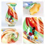 KAMMAK Colored Glass Vase, Beautiful Hand Blown Decorative Vase, Modern Art Vase for Flower Mantle Dining Table Centerpiece, Entryway Living Room Wedding Decoration, 8HPFH02131