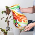 KAMMAK Colored Glass Vase, Beautiful Hand Blown Decorative Vase, Modern Art Vase for Flower Mantle Dining Table Centerpiece, Entryway Living Room Wedding Decoration, 8HPFH02131