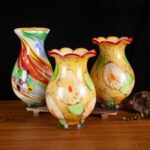 KAMMAK Colored Glass Vase, Beautiful Hand Blown Decorative Vase, Modern Art Vase for Flower Mantle Dining Table Centerpiece, Entryway Living Room Wedding Decoration, 8HPFH02131