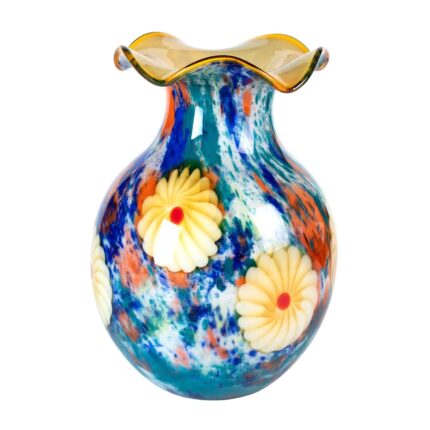 KAMMAK Colored Glass Vase, Beautiful Hand Blown Decorative Vase, Modern Art Vase for Flower Mantle Dining Table Centerpiece, Entryway Living Room Wedding Decoration, 8HPFH02135