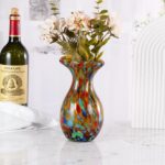 KAMMAK Colored Glass Vase, Beautiful Hand Blown Decorative Vase, Modern Art Vase for Flower Mantle Dining Table Centerpiece, Entryway Living Room Wedding Decoration, FH02009