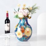 KAMMAK Colored Glass Vase, Beautiful Hand Blown Decorative Vase, Modern Art Vase for Flower Mantle Dining Table Centerpiece, Entryway Living Room Wedding Decoration, 8HPFH02135