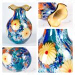 KAMMAK Colored Glass Vase, Beautiful Hand Blown Decorative Vase, Modern Art Vase for Flower Mantle Dining Table Centerpiece, Entryway Living Room Wedding Decoration, 8HPFH02135