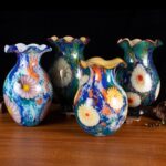 KAMMAK Colored Glass Vase, Beautiful Hand Blown Decorative Vase, Modern Art Vase for Flower Mantle Dining Table Centerpiece, Entryway Living Room Wedding Decoration, 8HPFH02135