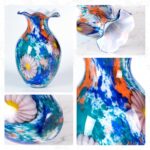 KAMMAK Colored Glass Vase, Beautiful Hand Blown Decorative Vase, Modern Art Vase for Flower Mantle Dining Table Centerpiece, Entryway Living Room Wedding Decoration, 8HPFH02134