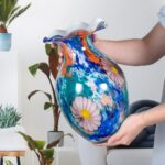 KAMMAK Colored Glass Vase, Beautiful Hand Blown Decorative Vase, Modern Art Vase for Flower Mantle Dining Table Centerpiece, Entryway Living Room Wedding Decoration, 8HPFH02134