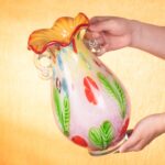 KAMMAK Colored Glass Vase, Beautiful Hand Blown Decorative Vase, Modern Art Vase for Flower Mantle Dining Table Centerpiece, Entryway Living Room Wedding Decoration, 8HPHL005
