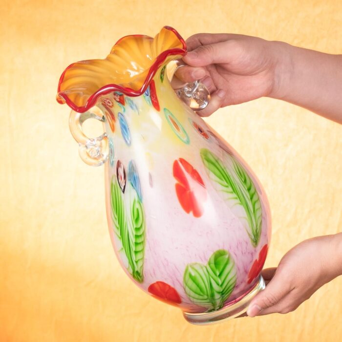 KAMMAK Colored Glass Vase, Beautiful Hand Blown Decorative Vase, Modern Art Vase for Flower Mantle Dining Table Centerpiece, Entryway Living Room Wedding Decoration, 8HPHL005