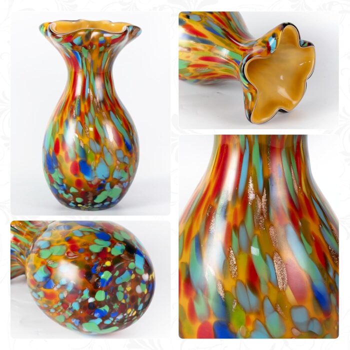 KAMMAK Colored Glass Vase, Beautiful Hand Blown Decorative Vase, Modern Art Vase for Flower Mantle Dining Table Centerpiece, Entryway Living Room Wedding Decoration, FH02009