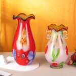 KAMMAK Colored Glass Vase, Beautiful Hand Blown Decorative Vase, Modern Art Vase for Flower Mantle Dining Table Centerpiece, Entryway Living Room Wedding Decoration, 8HPHL005