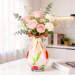 KAMMAK Colored Glass Vase, Beautiful Hand Blown Decorative Vase, Modern Art Vase for Flower Mantle Dining Table Centerpiece, Entryway Living Room Wedding Decoration, 8HPHL005