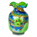 KAMMAK Colored Glass Vase, Beautiful Hand Blown Decorative Vase, Modern Art Vase for Flower Mantle Dining Table Centerpiece, Entryway Living Room Wedding Decoration, 8HPHL011