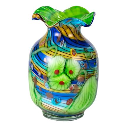 KAMMAK Colored Glass Vase, Beautiful Hand Blown Decorative Vase, Modern Art Vase for Flower Mantle Dining Table Centerpiece, Entryway Living Room Wedding Decoration, 8HPHL011