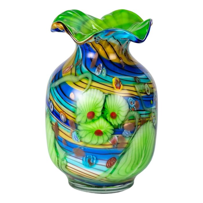 KAMMAK Colored Glass Vase, Beautiful Hand Blown Decorative Vase, Modern Art Vase for Flower Mantle Dining Table Centerpiece, Entryway Living Room Wedding Decoration, 8HPHL011