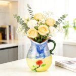 KAMMAK Colored Glass Vase, Beautiful Hand Blown Decorative Vase, Modern Art Vase for Flower Mantle Dining Table Centerpiece, Entryway Living Room Wedding Decoration, 8HPHL009