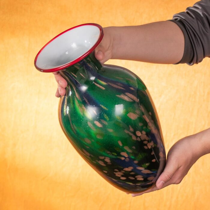 KAMMAK Colored Glass Vase, Beautiful Hand Blown Decorative Vase, Modern Art Vase for Flower Mantle Dining Table Centerpiece, Entryway Living Room Wedding Decoration, 8HPHL010