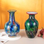 KAMMAK Colored Glass Vase, Beautiful Hand Blown Decorative Vase, Modern Art Vase for Flower Mantle Dining Table Centerpiece, Entryway Living Room Wedding Decoration, 8HPHL010