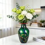 KAMMAK Colored Glass Vase, Beautiful Hand Blown Decorative Vase, Modern Art Vase for Flower Mantle Dining Table Centerpiece, Entryway Living Room Wedding Decoration, 8HPHL010