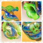 KAMMAK Colored Glass Vase, Beautiful Hand Blown Decorative Vase, Modern Art Vase for Flower Mantle Dining Table Centerpiece, Entryway Living Room Wedding Decoration, 8HPHL011