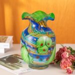 KAMMAK Colored Glass Vase, Beautiful Hand Blown Decorative Vase, Modern Art Vase for Flower Mantle Dining Table Centerpiece, Entryway Living Room Wedding Decoration, 8HPHL011