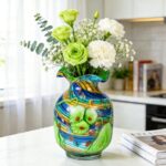 KAMMAK Colored Glass Vase, Beautiful Hand Blown Decorative Vase, Modern Art Vase for Flower Mantle Dining Table Centerpiece, Entryway Living Room Wedding Decoration, 8HPHL011