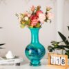 KAMMAK Colored Glass Vase, Beautiful Hand Blown Decorative Vase, Modern Art Vase for Flower Mantle Dining Table Centerpiece, Entryway Living Room Wedding Decoration, 8HPHR016 KAMMAK 8HPHR016 glass vase side angle view showing silhouette