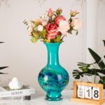 KAMMAK Colored Glass Vase, Beautiful Hand Blown Decorative Vase, Modern Art Vase for Flower Mantle Dining Table Centerpiece, Entryway Living Room Wedding Decoration, 8HPHR016