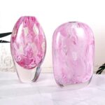 KAMMAK Colored Glass Vase, Beautiful Hand Blown Decorative Vase, Modern Art Vase for Flower Mantle Dining Table Centerpiece, Entryway Living Room Wedding Decoration, FH02140