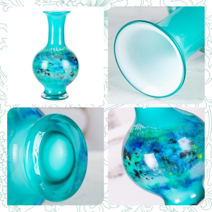 KAMMAK Colored Glass Vase, Beautiful Hand Blown Decorative Vase, Modern Art Vase for Flower Mantle Dining Table Centerpiece, Entryway Living Room Wedding Decoration, 8HPHR016