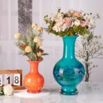 KAMMAK Colored Glass Vase, Beautiful Hand Blown Decorative Vase, Modern Art Vase for Flower Mantle Dining Table Centerpiece, Entryway Living Room Wedding Decoration, 8HPHR016