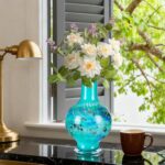 KAMMAK Colored Glass Vase, Beautiful Hand Blown Decorative Vase, Modern Art Vase for Flower Mantle Dining Table Centerpiece, Entryway Living Room Wedding Decoration, 8HPHR016