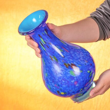 KAMMAK Colored Glass Vase, Beautiful Hand Blown Decorative Vase, Modern Art Vase for Flower Mantle Dining Table Centerpiece, Entryway Living Room Wedding Decoration, 8HPHL014