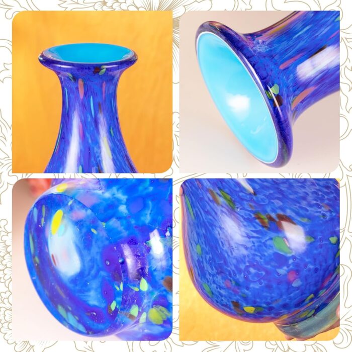 KAMMAK Colored Glass Vase, Beautiful Hand Blown Decorative Vase, Modern Art Vase for Flower Mantle Dining Table Centerpiece, Entryway Living Room Wedding Decoration, 8HPHL014