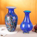 KAMMAK Colored Glass Vase, Beautiful Hand Blown Decorative Vase, Modern Art Vase for Flower Mantle Dining Table Centerpiece, Entryway Living Room Wedding Decoration, 8HPHL014