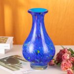KAMMAK Colored Glass Vase, Beautiful Hand Blown Decorative Vase, Modern Art Vase for Flower Mantle Dining Table Centerpiece, Entryway Living Room Wedding Decoration, 8HPHL014