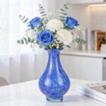KAMMAK Colored Glass Vase, Beautiful Hand Blown Decorative Vase, Modern Art Vase for Flower Mantle Dining Table Centerpiece, Entryway Living Room Wedding Decoration, 8HPHL014