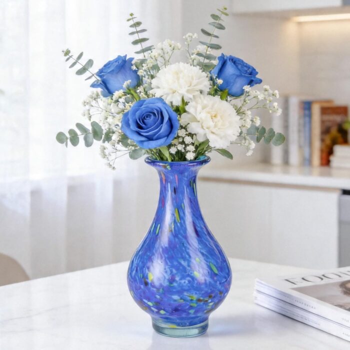KAMMAK Colored Glass Vase, Beautiful Hand Blown Decorative Vase, Modern Art Vase for Flower Mantle Dining Table Centerpiece, Entryway Living Room Wedding Decoration, 8HPHL014