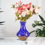 KAMMAK Colored Glass Vase, Beautiful Hand Blown Decorative Vase, Modern Art Vase for Flower Mantle Dining Table Centerpiece, Entryway Living Room Wedding Decoration, HR010
