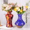 KAMMAK Colored Glass Vase, Beautiful Hand Blown Decorative Vase, Modern Art Vase for Flower Mantle Dining Table Centerpiece, Entryway Living Room Wedding Decoration, HR010 KAMMAK 8HPHR010 glass vase close-up material texture detail image 4
