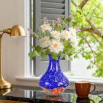 KAMMAK Colored Glass Vase, Beautiful Hand Blown Decorative Vase, Modern Art Vase for Flower Mantle Dining Table Centerpiece, Entryway Living Room Wedding Decoration, HR010
