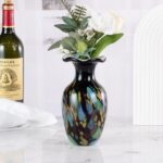 KAMMAK Colored Glass Vase, Beautiful Hand Blown Decorative Vase, Modern Art Vase for Flower Mantle Dining Table Centerpiece, Entryway Living Room Wedding Decoration, FH02011