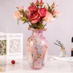 KAMMAK Colored Glass Vase, Beautiful Hand Blown Decorative Vase, Modern Art Vase for Flower Mantle Dining Table Centerpiece, Entryway Living Room Wedding Decoration, 8HPZSLX003
