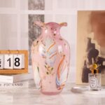 KAMMAK Colored Glass Vase, Beautiful Hand Blown Decorative Vase, Modern Art Vase for Flower Mantle Dining Table Centerpiece, Entryway Living Room Wedding Decoration, 8HPZSLX003