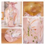 KAMMAK Colored Glass Vase, Beautiful Hand Blown Decorative Vase, Modern Art Vase for Flower Mantle Dining Table Centerpiece, Entryway Living Room Wedding Decoration, 8HPZSLX003