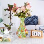 KAMMAK Colored Glass Vase, Beautiful Hand Blown Decorative Vase, Modern Art Vase for Flower Mantle Dining Table Centerpiece, Entryway Living Room Wedding Decoration, JG71