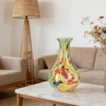 KAMMAK Colored Glass Vase, Beautiful Hand Blown Decorative Vase, Modern Art Vase for Flower Mantle Dining Table Centerpiece, Entryway Living Room Wedding Decoration, JG71