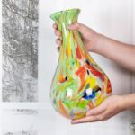 KAMMAK Colored Glass Vase, Beautiful Hand Blown Decorative Vase, Modern Art Vase for Flower Mantle Dining Table Centerpiece, Entryway Living Room Wedding Decoration, JG71