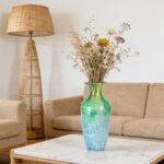 KAMMAK Colored Glass Vase, Beautiful Hand Blown Decorative Vase, Modern Art Vase for Flower Mantle Dining Table Centerpiece, Entryway Living Room Wedding Decoration, JG72