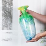 KAMMAK Colored Glass Vase, Beautiful Hand Blown Decorative Vase, Modern Art Vase for Flower Mantle Dining Table Centerpiece, Entryway Living Room Wedding Decoration, JG72